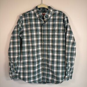 Wrangler Green White Plaid Button-Down Shirt - Men's